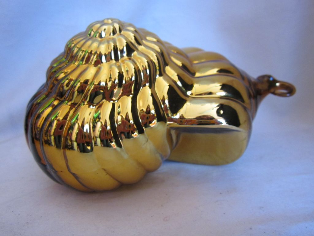 Vintage 1980s Extra Large Gold Mercury Glass Conch Seashell Christmas Ornament Holiday Decoration Vintage 1980s Extra Large Gold Mercury Glass Conch Seashell Christmas Ornament Holiday Decoration