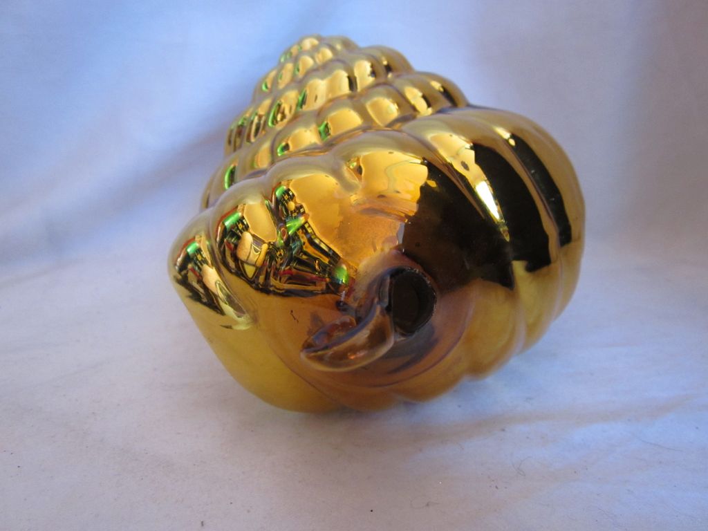 Vintage 1980s Extra Large Gold Mercury Glass Conch Seashell Christmas Ornament Holiday Decoration Vintage 1980s Extra Large Gold Mercury Glass Conch Seashell Christmas Ornament Holiday Decoration