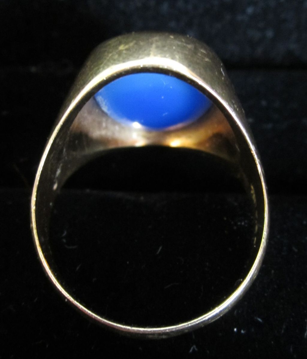 Antique 18k Gold Estate Ring Blue Agate Roman Caesar Intaglio Signet Antique 18k Gold Estate Ring Blue Agate Roman Caesar Intaglio Signet