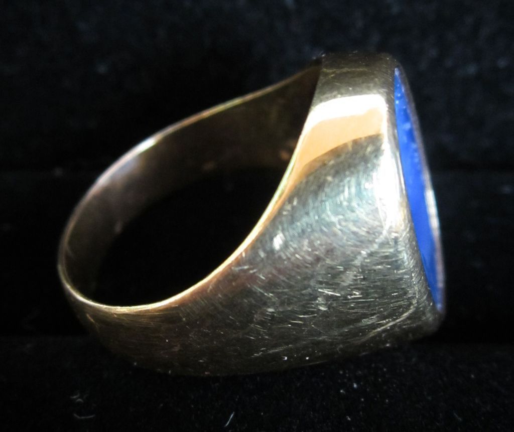 Antique 18k Gold Estate Ring Blue Agate Roman Caesar Intaglio Signet Antique 18k Gold Estate Ring Blue Agate Roman Caesar Intaglio Signet