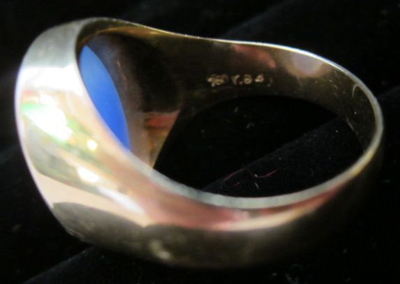 Antique 18k Gold Estate Ring Blue Agate Roman Caesar Intaglio Signet Antique 18k Gold Estate Ring Blue Agate Roman Caesar Intaglio Signet