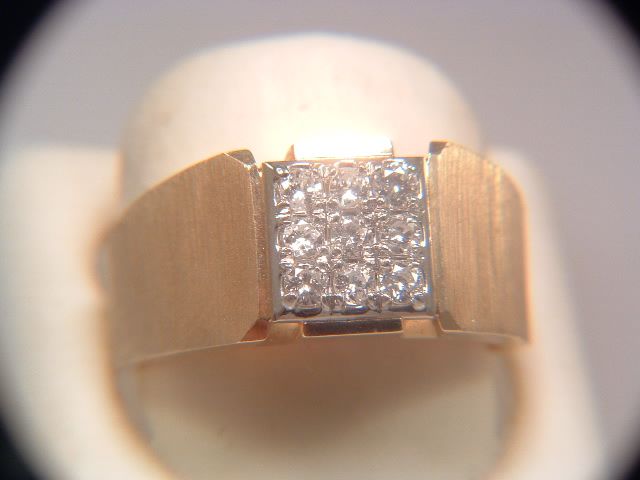 Gentleman's 14k Cluster Diamond Estate Men's Brushed Gold Ring Gentleman's 14k Cluster Diamond Estate Men's Brushed Gold Ring