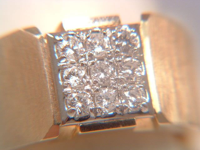 Gentleman's 14k Cluster Diamond Estate Men's Brushed Gold Ring Gentleman's 14k Cluster Diamond Estate Men's Brushed Gold Ring