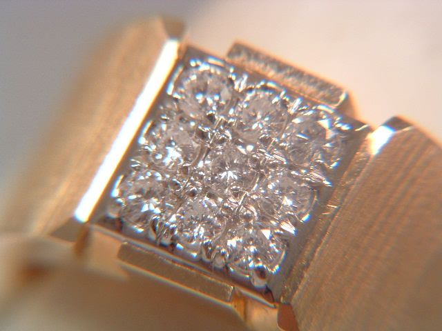 Gentleman's 14k Cluster Diamond Estate Men's Brushed Gold Ring Gentleman's 14k Cluster Diamond Estate Men's Brushed Gold Ring