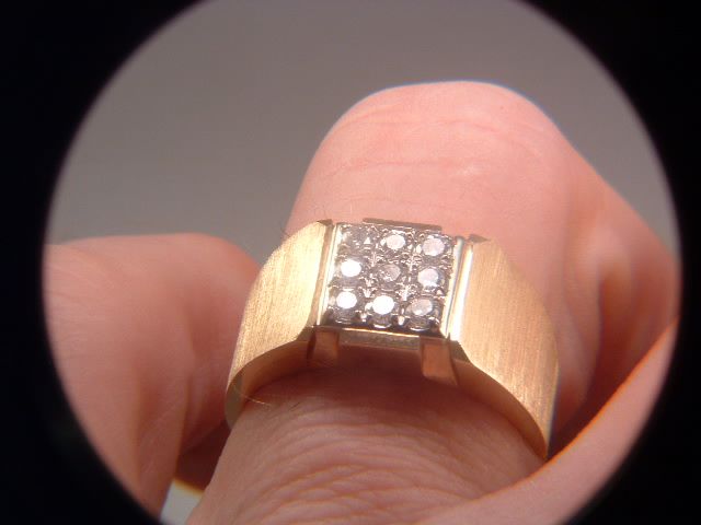 Gentleman's 14k Cluster Diamond Estate Men's Brushed Gold Ring Gentleman's 14k Cluster Diamond Estate Men's Brushed Gold Ring