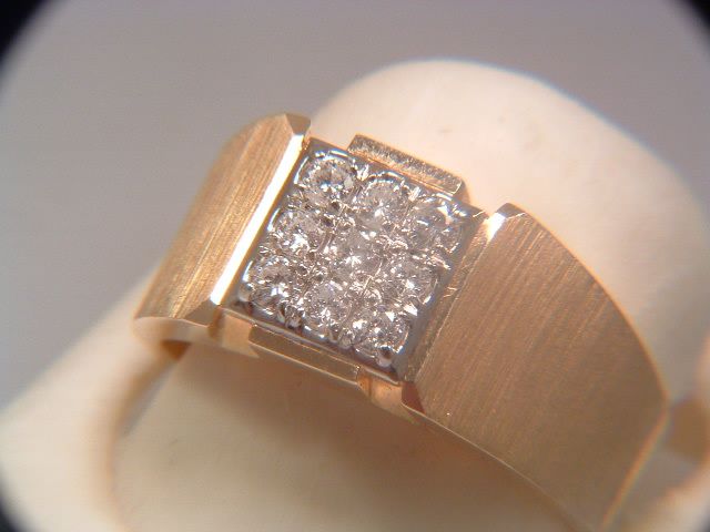 Gentleman's 14k Cluster Diamond Estate Men's Brushed Gold Ring Gentleman's 14k Cluster Diamond Estate Men's Brushed Gold Ring