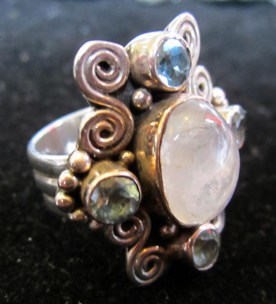 Vintage Moonstone and Blue Topaz Ring Vintage Moonstone and Blue Topaz Ring