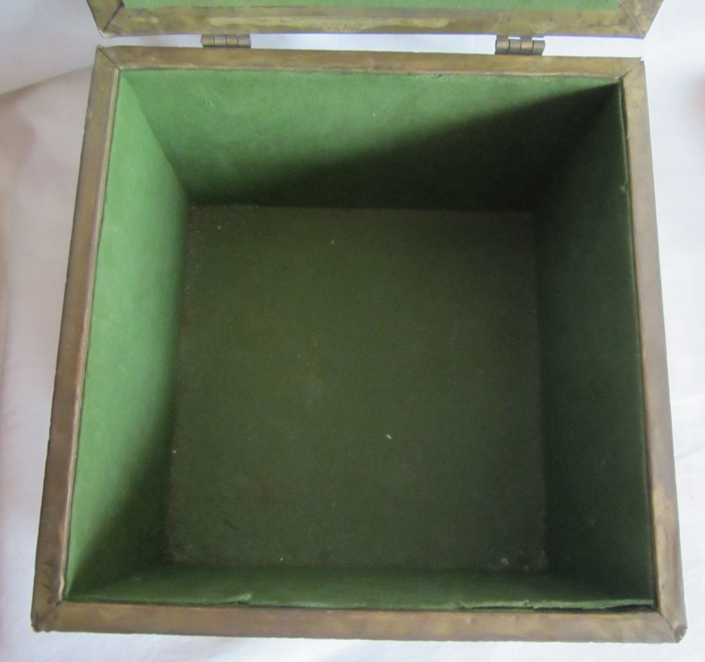 Antique Newcomb College Style Arts & Crafts Era Hand Hammered Foliage Brass Box Antique Newcomb College Style Arts & Crafts Era Hand Hammered Foliage Brass Box