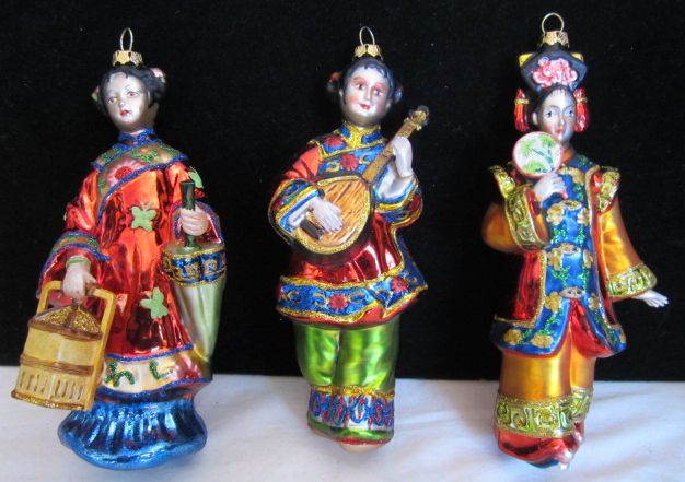 Vintage 1980s Japanese Oriental Geisha Girl Christmas Holiday Ornaments Gay Interest Vintage 1980s Japanese Oriental Geisha Girl Christmas Holiday Ornaments Gay Interest