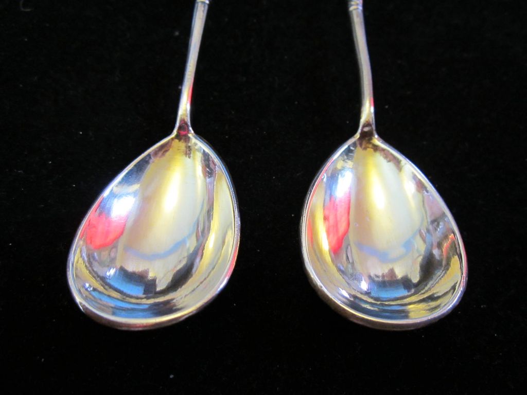 Pair of 19th Century Silver and Cloisonne Enamel Russian Spoons Pair of 19th Century Silver and Cloisonne Enamel Russian Spoons