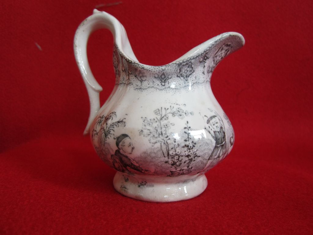 Antique Staffordshire Transferware Creamer Chinese Juvenile Sports Thomas Barlow Antique Staffordshire Transferware Creamer Chinese Juvenile Sports Thomas Barlow