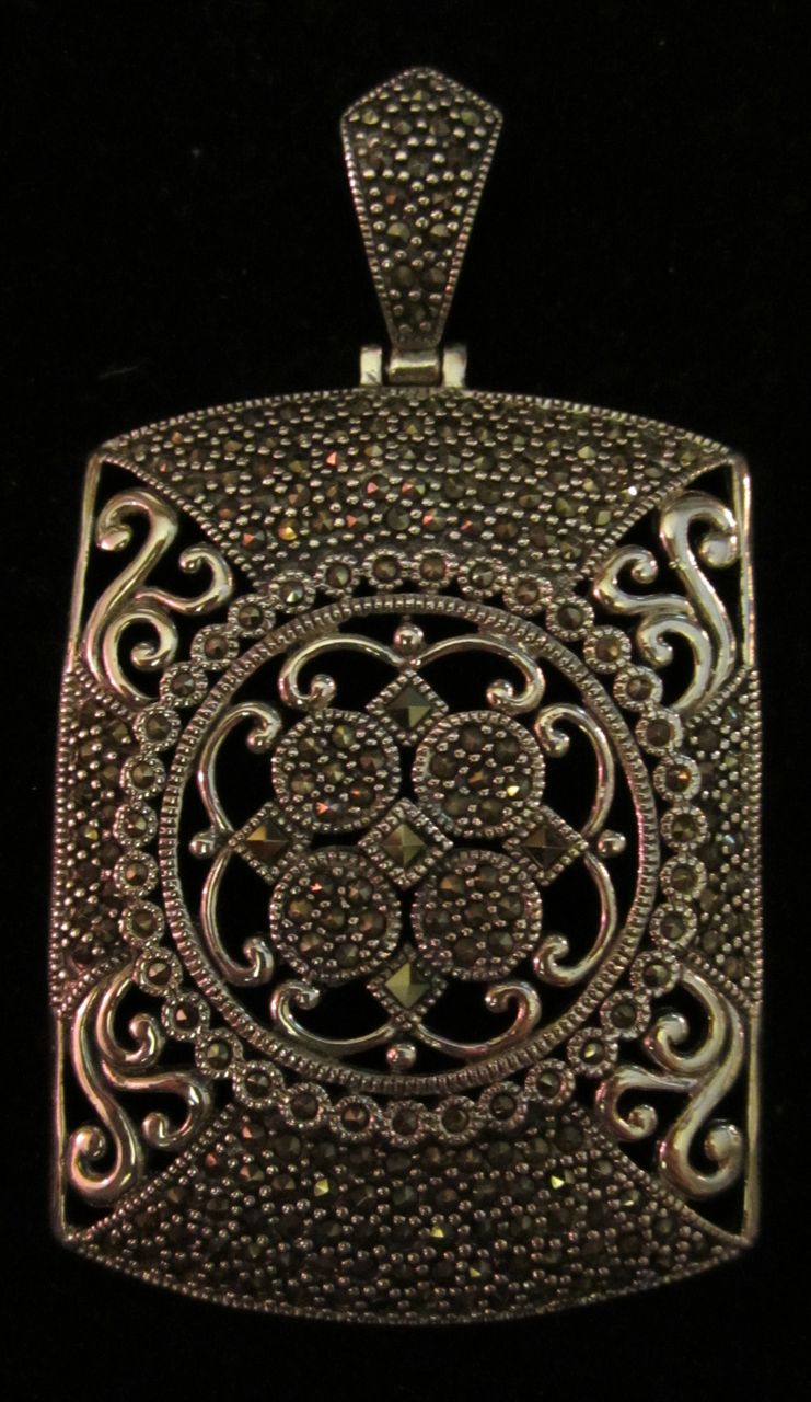 Vintage Large Sterling Silver Marcasite Pendant Vintage Large Sterling Silver Marcasite Pendant