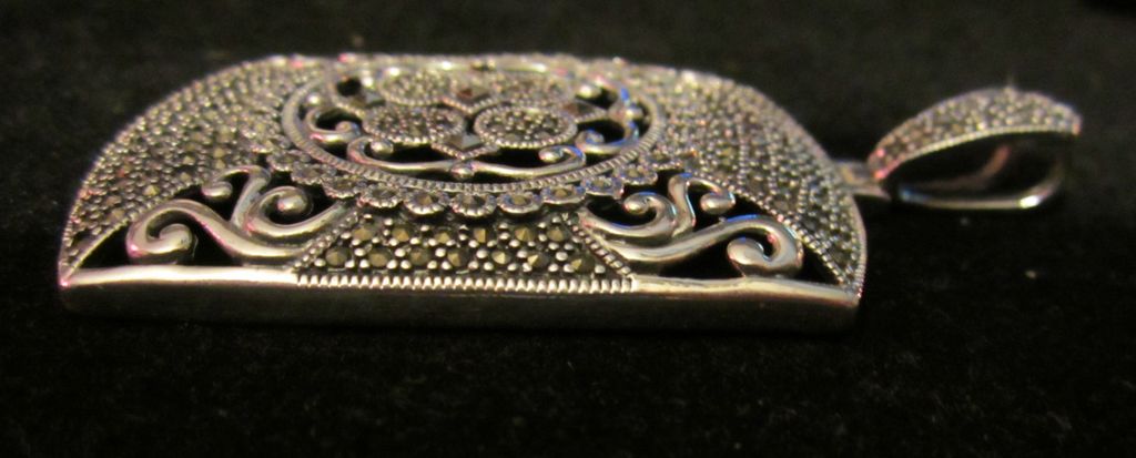 Vintage Large Sterling Silver Marcasite Pendant Vintage Large Sterling Silver Marcasite Pendant