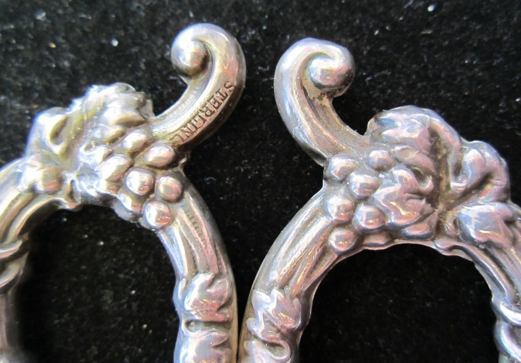 Sterling Silver Scissors Germany Shears Repousse Grapes Circa 1900 Sterling Silver Scissors Germany Shears Repousse Grapes Circa 1900