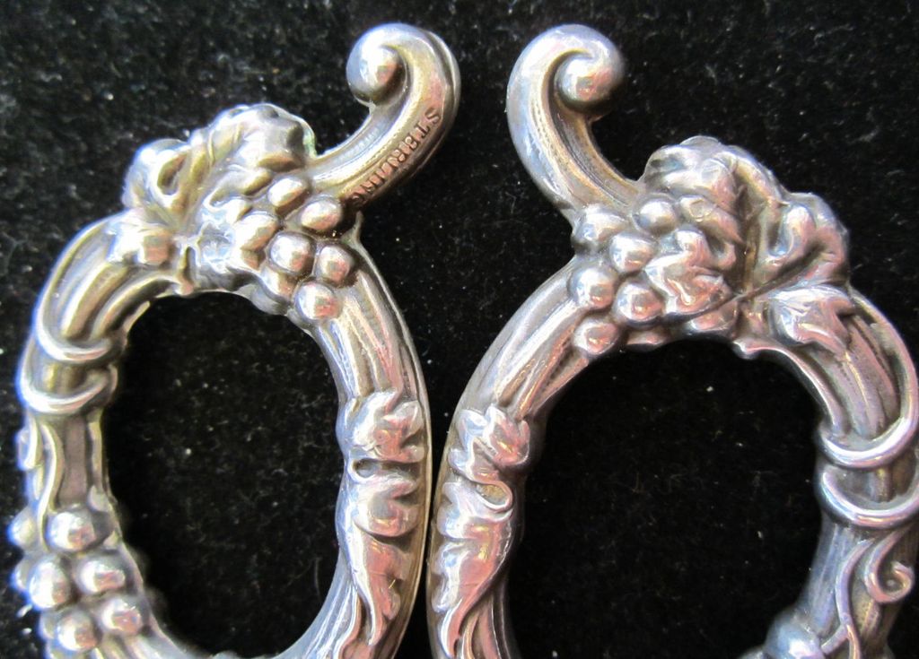 Sterling Silver Scissors Germany Shears Repousse Grapes Circa 1900 Sterling Silver Scissors Germany Shears Repousse Grapes Circa 1900