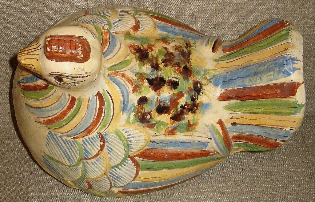 OLD Hand Painted Redware Pottery Tlaquepaque, Mexico Covered Casserole Chicken OLD Hand Painted Redware Pottery Tlaquepaque, Mexico Covered Casserole Chicken