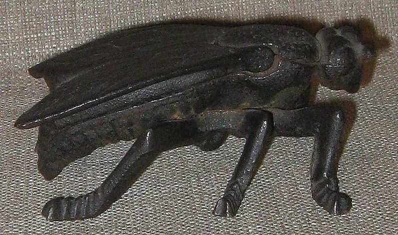 Primitive1920s England Cast Iron Figural Wasp Match Safe w/Hinged Wings Primitive1920s England Cast Iron Figural Wasp Match Safe w/Hinged Wings