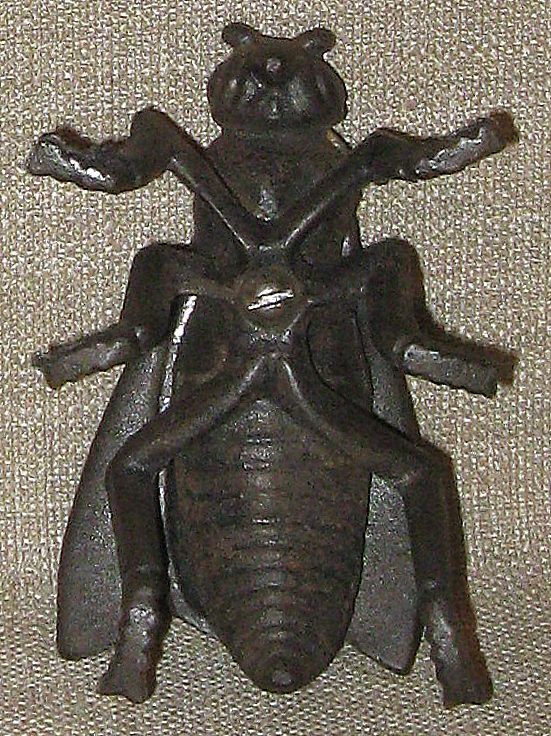 Primitive1920s England Cast Iron Figural Wasp Match Safe w/Hinged Wings Primitive1920s England Cast Iron Figural Wasp Match Safe w/Hinged Wings