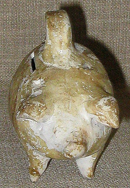 1910s-1920s Rustic Handmade Mexican Folk Art Pottery Piggy Bank w/Coins 1910s-1920s Rustic Handmade Mexican Folk Art Pottery Piggy Bank w/Coins
