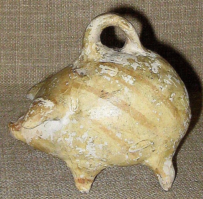 1910s-1920s Rustic Handmade Mexican Folk Art Pottery Piggy Bank w/Coins 1910s-1920s Rustic Handmade Mexican Folk Art Pottery Piggy Bank w/Coins