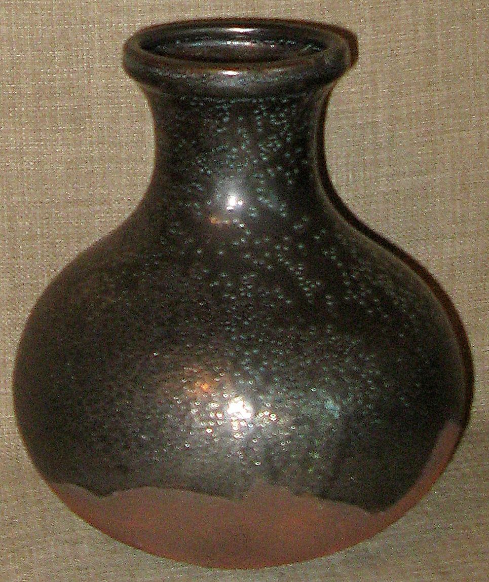 Stunning Handmade Japanese 3-Color Art Pottery Vase w/Metallic Glazes Stunning Handmade Japanese 3-Color Art Pottery Vase w/Metallic Glazes