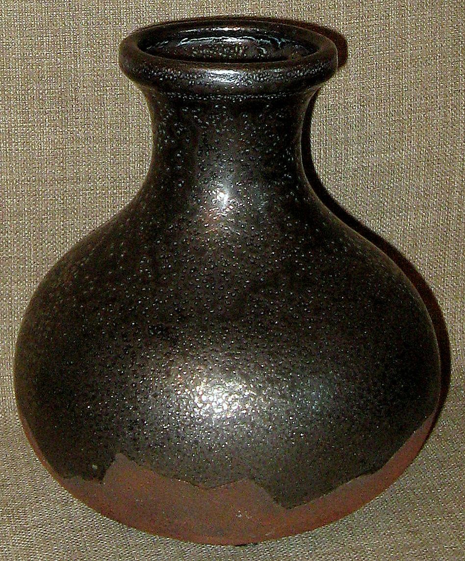 Stunning Handmade Japanese 3-Color Art Pottery Vase w/Metallic Glazes Stunning Handmade Japanese 3-Color Art Pottery Vase w/Metallic Glazes