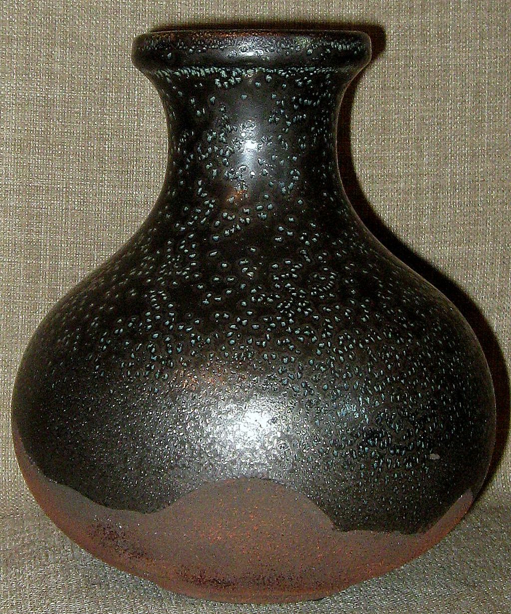 Stunning Handmade Japanese 3-Color Art Pottery Vase w/Metallic Glazes Stunning Handmade Japanese 3-Color Art Pottery Vase w/Metallic Glazes