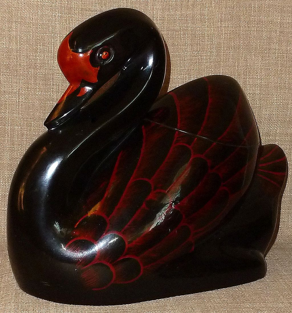 Rare and Beautifully Rendered Large Russian Folk Art Lacquer Swan Box Rare and Beautifully Rendered Large Russian Folk Art Lacquer Swan Box
