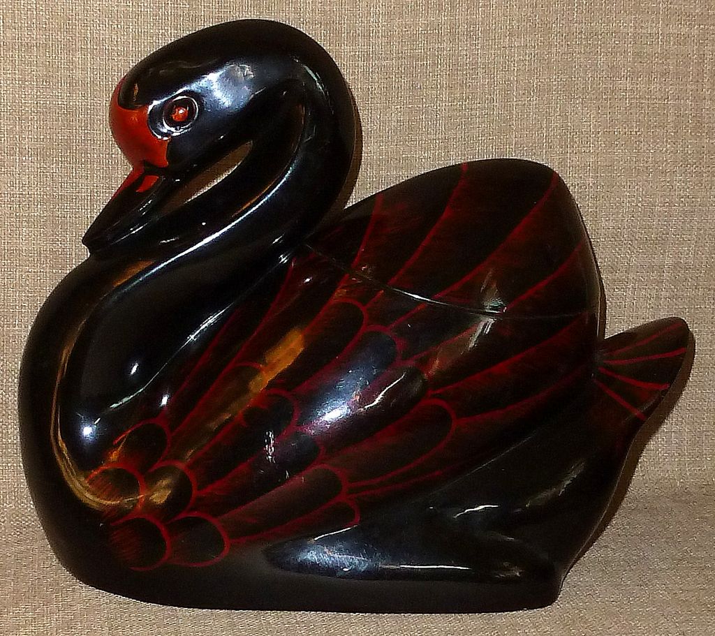 Rare and Beautifully Rendered Large Russian Folk Art Lacquer Swan Box Rare and Beautifully Rendered Large Russian Folk Art Lacquer Swan Box
