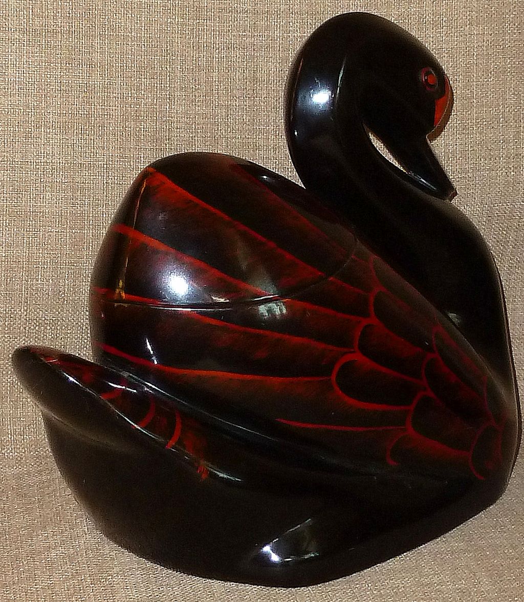 Rare and Beautifully Rendered Large Russian Folk Art Lacquer Swan Box Rare and Beautifully Rendered Large Russian Folk Art Lacquer Swan Box