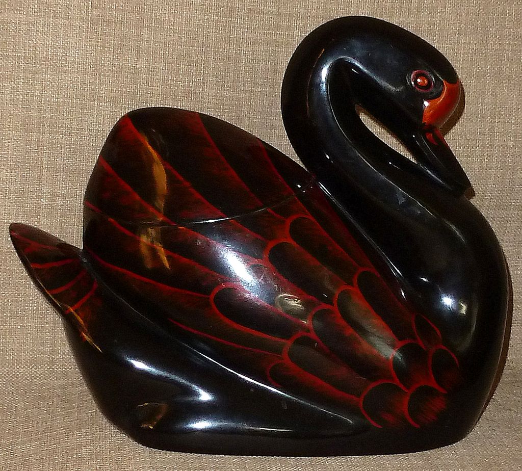 Rare and Beautifully Rendered Large Russian Folk Art Lacquer Swan Box Rare and Beautifully Rendered Large Russian Folk Art Lacquer Swan Box