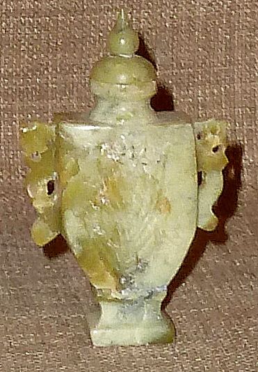 Vintage Chinese Carved Jade Snuff Bottle w/Openwork Handles Vintage Chinese Carved Jade Snuff Bottle w/Openwork Handles