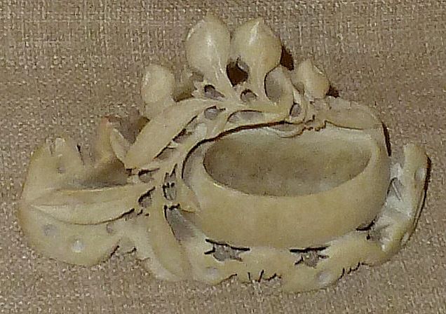Old Petite Ornately Hand Carved Chinese Soapstone Ink Pot Old Petite Ornately Hand Carved Chinese Soapstone Ink Pot