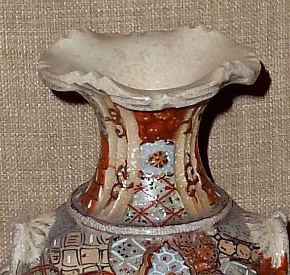 Signed 1800s 10" Japanese Meiji Period Satsuma Vase w/Moriage & Enamel Signed 1800s 10" Japanese Meiji Period Satsuma Vase w/Moriage & Enamel