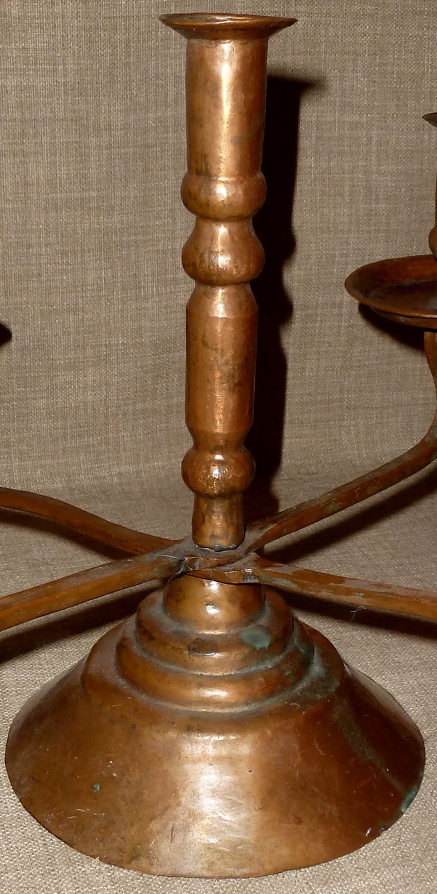 Hand Hammered Solid Copper Antique Arts & Crafts 5-Light Candelabra Hand Hammered Solid Copper Antique Arts & Crafts 5-Light Candelabra