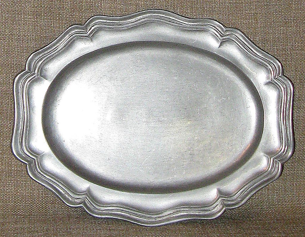 Small 1910s-1920s French Antique Hallmarked Solid Pewter Vanity Tray Small 1910s-1920s French Antique Hallmarked Solid Pewter Vanity Tray