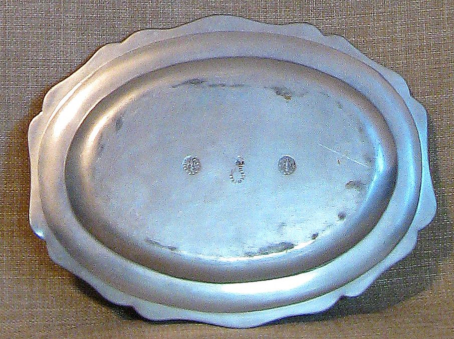Small 1910s-1920s French Antique Hallmarked Solid Pewter Vanity Tray Small 1910s-1920s French Antique Hallmarked Solid Pewter Vanity Tray