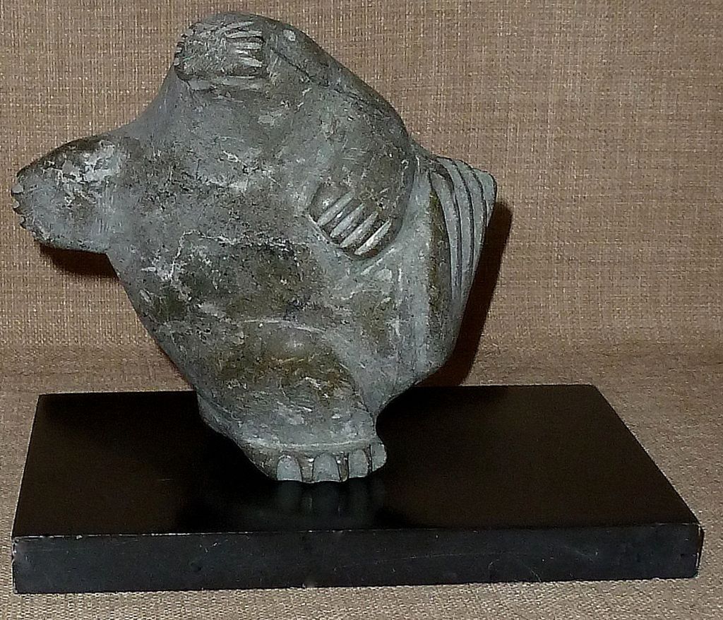 Listed Artist PAUTA SAILA Lg. Hand Carved Stone Inuit "Dancing Walrus" Sculpture Listed Artist PAUTA SAILA Lg. Hand Carved Stone Inuit "Dancing Walrus" Sculpture