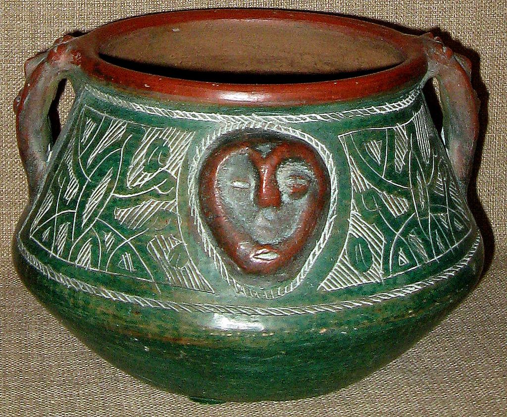 Incredible Handmade & Burnished/Etched Rare Signed Mexican Folk Art Face Pot Incredible Handmade & Burnished/Etched Rare Signed Mexican Folk Art Face Pot