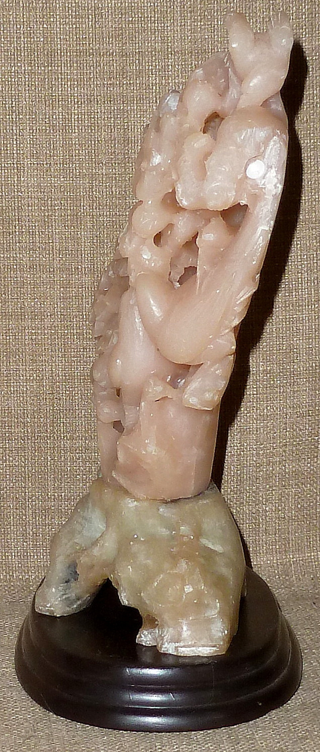 8" Antique Hand Carved Rose Soapstone Sculpture - Birds, Flowers & Cherries 8" Antique Hand Carved Rose Soapstone Sculpture - Birds, Flowers & Cherries