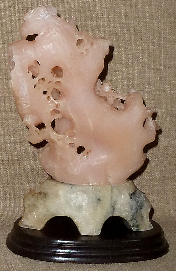 8" Antique Hand Carved Rose Soapstone Sculpture - Birds, Flowers & Cherries 8" Antique Hand Carved Rose Soapstone Sculpture - Birds, Flowers & Cherries