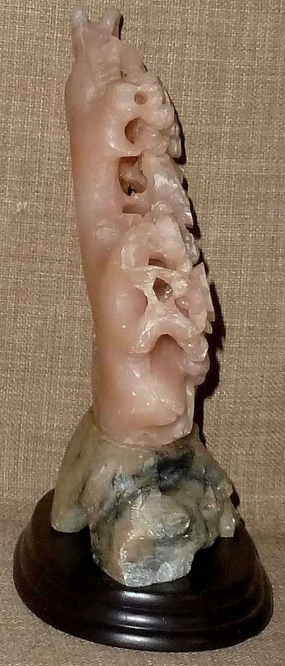 8" Antique Hand Carved Rose Soapstone Sculpture - Birds, Flowers & Cherries 8" Antique Hand Carved Rose Soapstone Sculpture - Birds, Flowers & Cherries