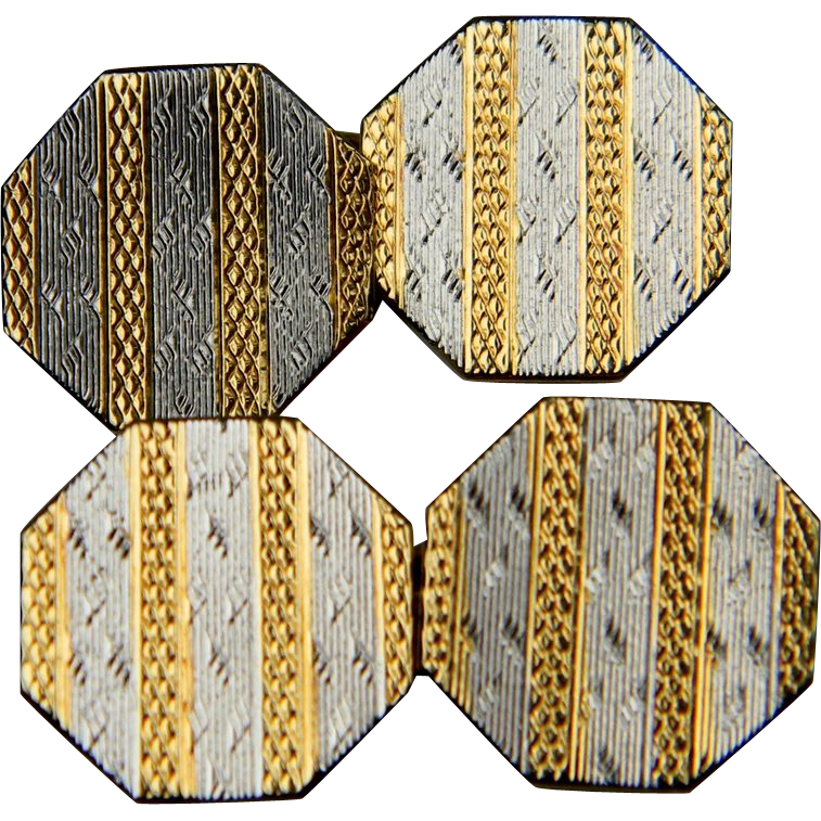 Smart Platinum and 18K hallmarked Octagonal Edwardian cufflinks Smart Platinum and 18K hallmarked Octagonal Edwardian cufflinks