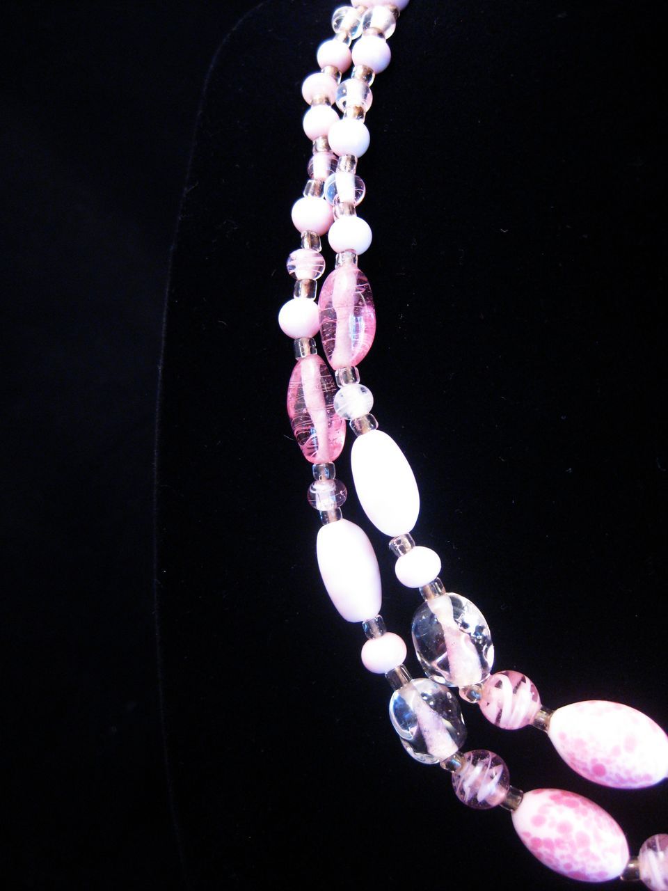 Japanese Double Strand Pink Glass Bead Necklace Japanese Double Strand Pink Glass Bead Necklace