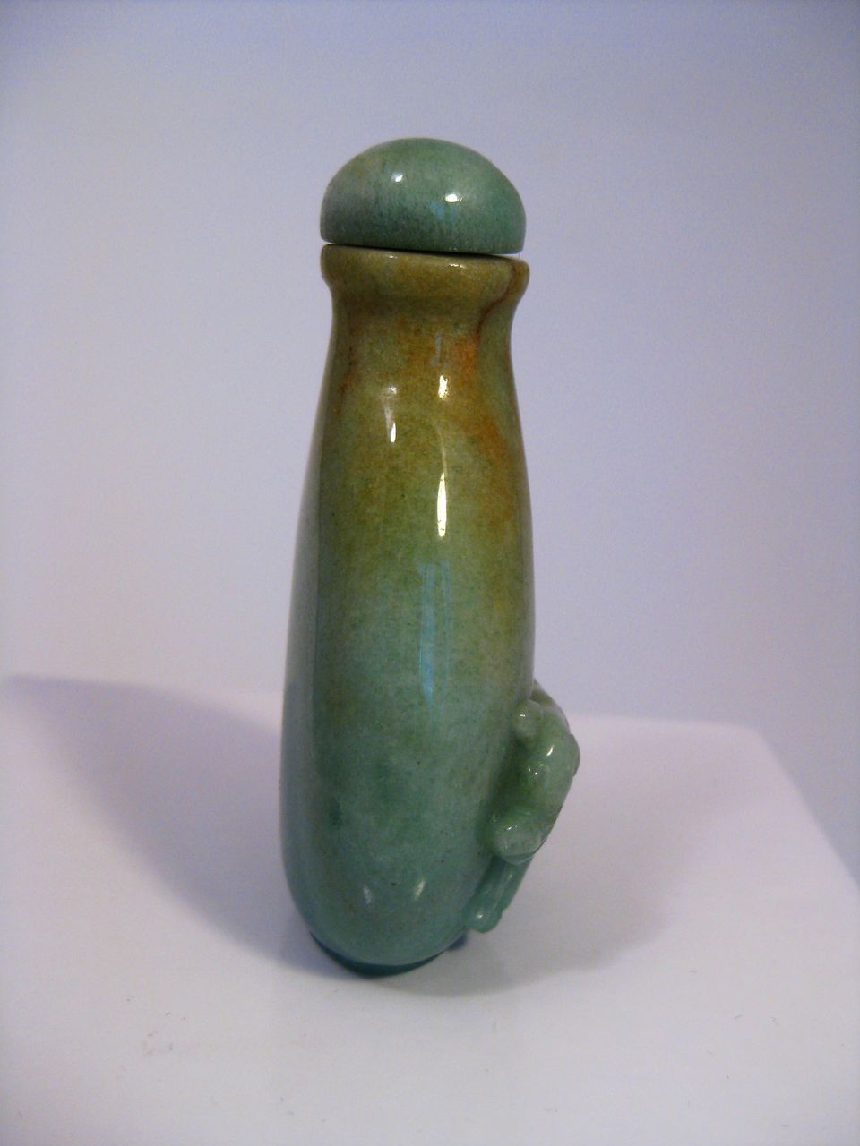 Carved Chinese Serpentine Snuff Bottle with Pig Carved Chinese Serpentine Snuff Bottle with Pig