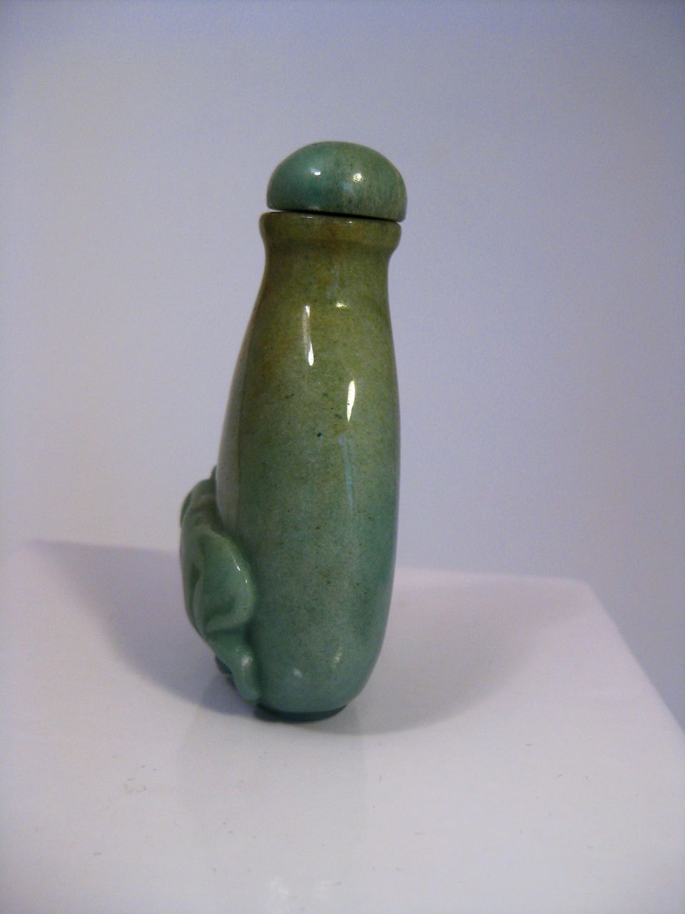 Carved Chinese Serpentine Snuff Bottle with Pig Carved Chinese Serpentine Snuff Bottle with Pig