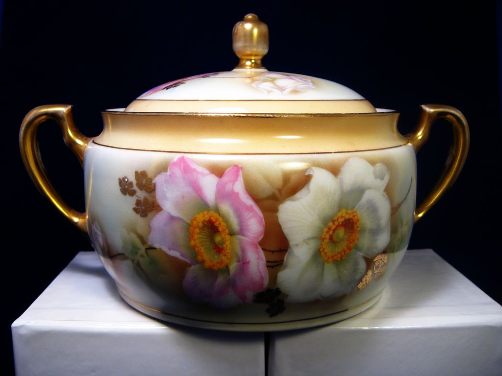 Gorgeous Bavaria Hand Painted Biscuit Cracker Cookie Jar Gorgeous Bavaria Hand Painted Biscuit Cracker Cookie Jar