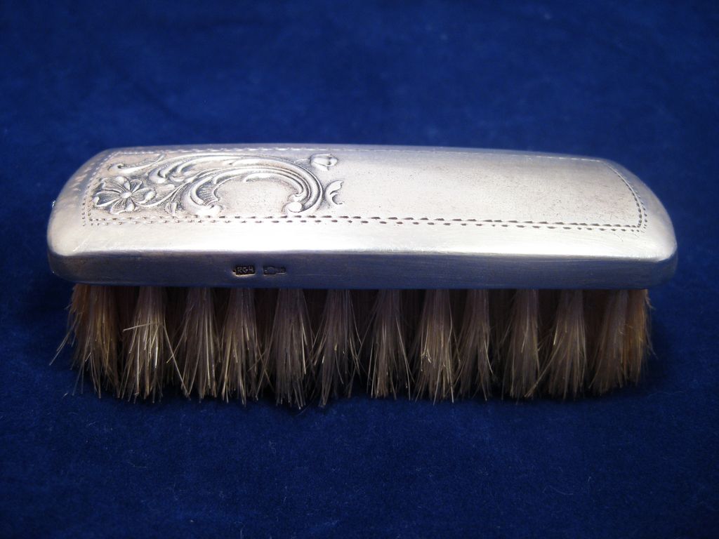 Victorian Small Clothes Brush Hallmarked Silver Top Victorian Small Clothes Brush Hallmarked Silver Top