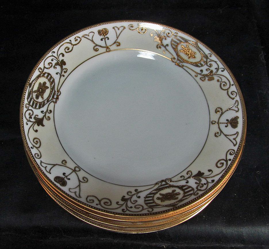 Nippon - White & Gold Six (6) Plates 6-1/2 inch size Nippon - White & Gold Six (6) Plates 6-1/2 inch size