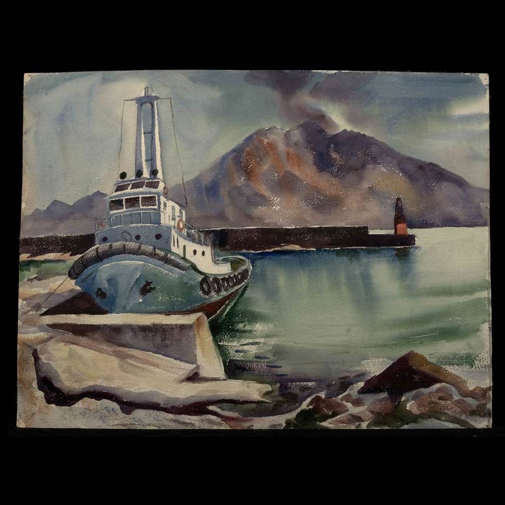 Californian artist Charles Frederick Surendorf (1906 - 1979) Marine Watercolor Californian artist Charles Frederick Surendorf (1906 - 1979) Marine Watercolor